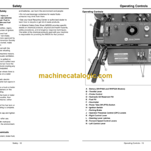 John Deere WHP36A, WHP48A, WHP52A Commercial Walk Behind Mower Operator’s Manual (OMTCU33547)