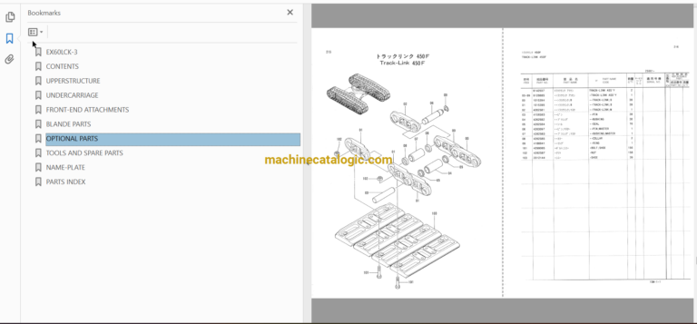 Hitachi EX60LCK-3 Excavator Parts Catalog & Equipment Components Parts Catalog