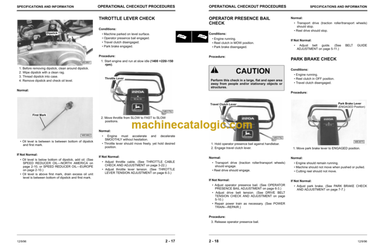 John Deere 220A Walk-Behind Greensmower Technical Manual (TM1680)