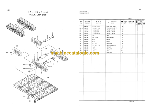 Hitachi EX100-3C Excavator Parts Catalog