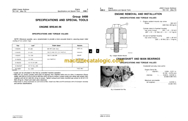 John Deere JD850 Crawler Bulldozer Technical Manual (TM1164)