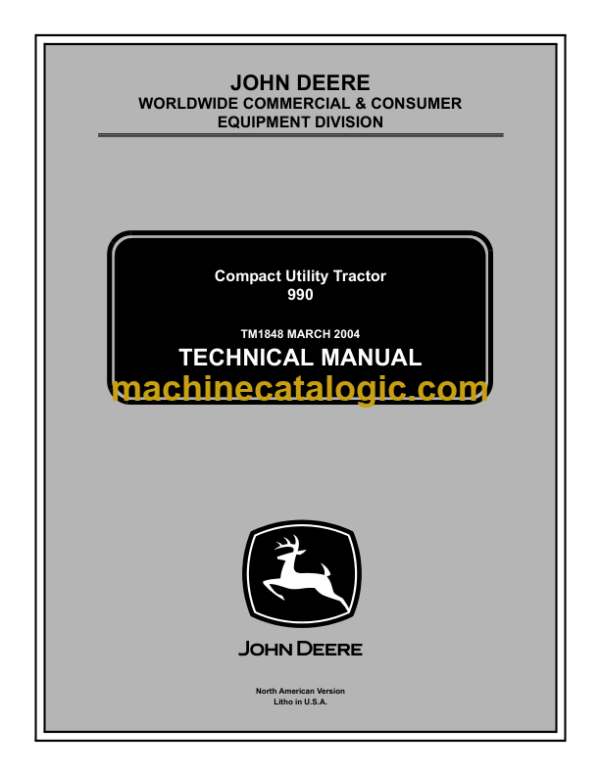 John Deere 990 Compact Utility Tractor Technical Manual (TM1848)