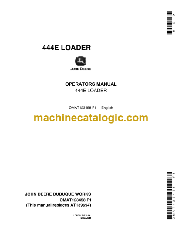 John Deere 444E Loader Operator's Manual (OMAT123458)