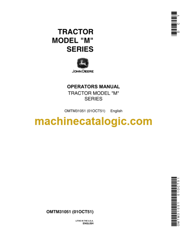 John Deere Model M Series Tractor Operator's Manual (OMTM31051)