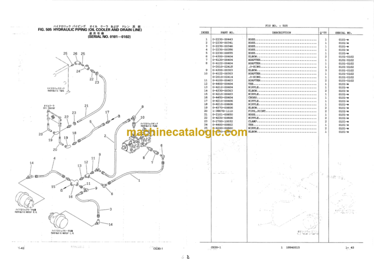 Hitachi CG30-1 Rubber Crawler Carrier Parts Catalog