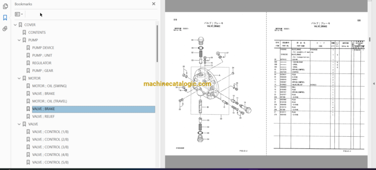 Hitachi ZX135US ZX135US-E ZX135USK Excavator Parts Catalog