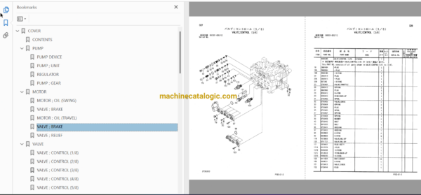 Hitachi ZX135US ZX135US-E ZX135USK Excavator Parts Catalog & Equipment Components Parts Catalog