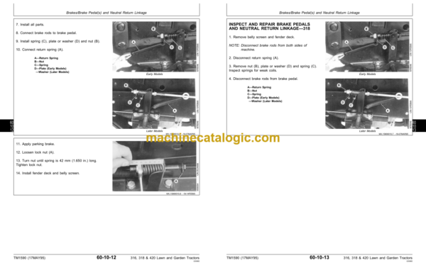 John Deere 316 318 and 420 Lawn and Garden Tractors Technical Manual (TM1590)