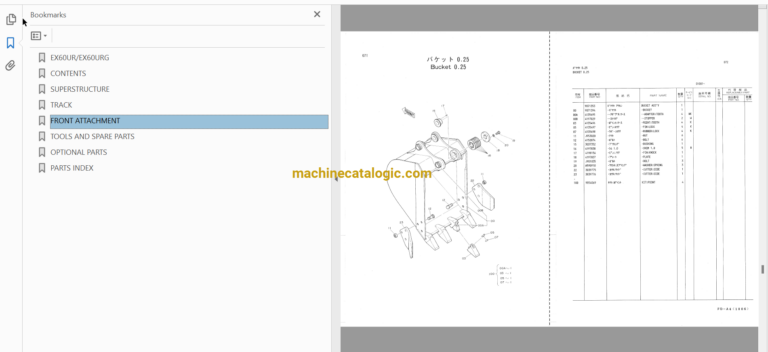 Hitachi EX60UR EX60URG Hydraulic Excavator Parts Catalog & Equipment Components Parts Catalog