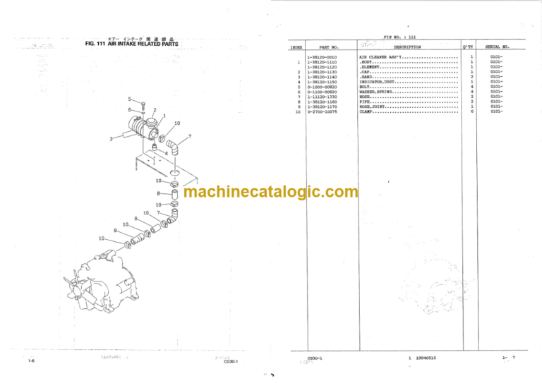 Hitachi CG30-1 Rubber Crawler Carrier Parts Catalog