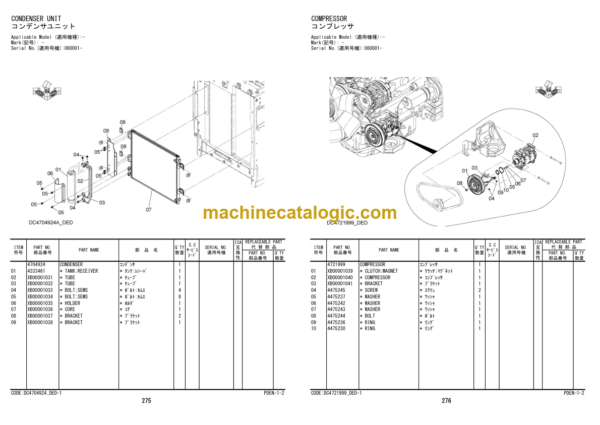 Hitachi ZX75UR-5B Hydraulic Excavator Parts Catalog