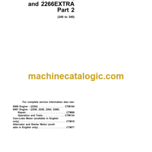 John Deere 2254, 2256, 2258, 2264, 2266 Combines Technical Manual (TM4616)