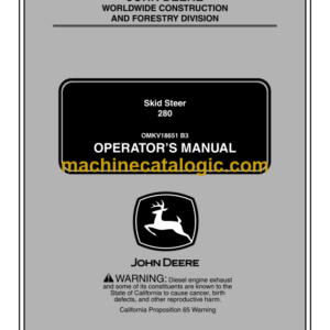 John Deere 280 Skid Steer Operator's Manual (OMKV18651)