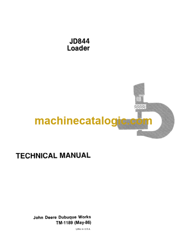 John Deere JD844 Loader Technical Manual (TM1189)