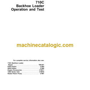 John Deere 710C Backhoe Loader Operation and Test Technical Manual (TM1450)