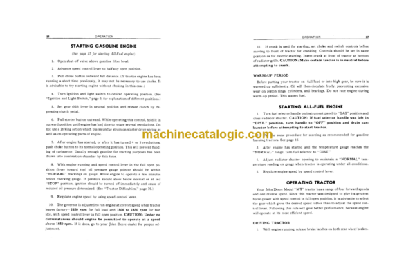 John Deere Model MT Tractor Operator's Manual (OMTMT21051)