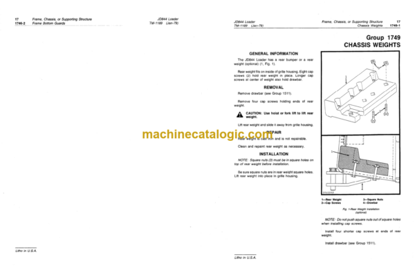 John Deere JD844 Loader Technical Manual (TM1189)