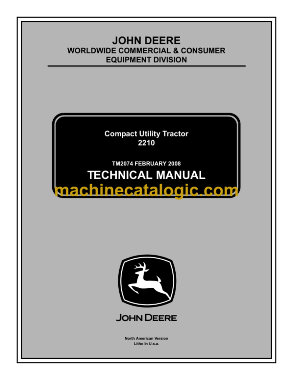 John Deere 2210 Compact Utility Tractor Technical Manual (TM2074)