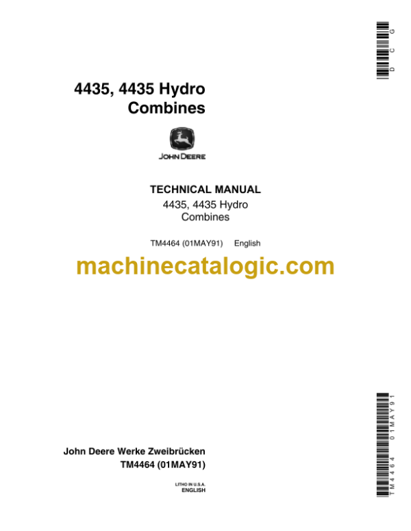 John Deere 4435, 4435 Hydro Combines Technical Manual (TM4464)