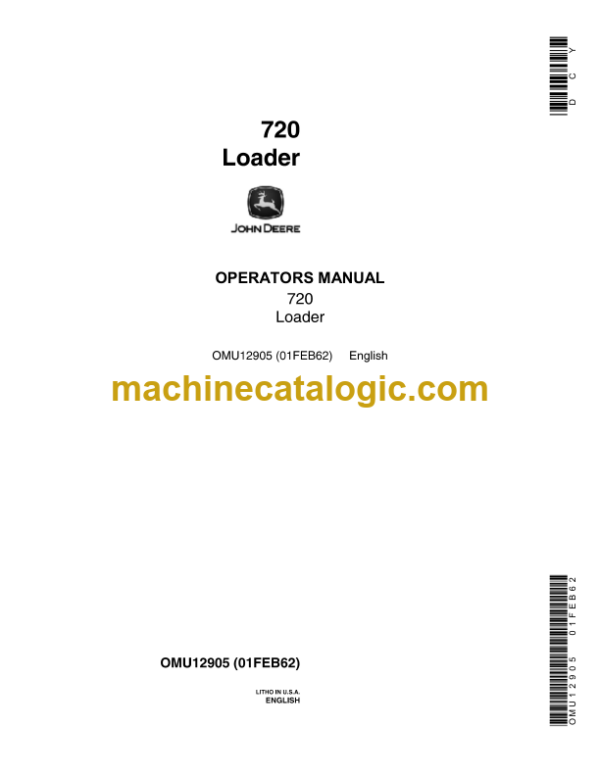 John Deere 720 Loader Operator's Manual (OMU12905)