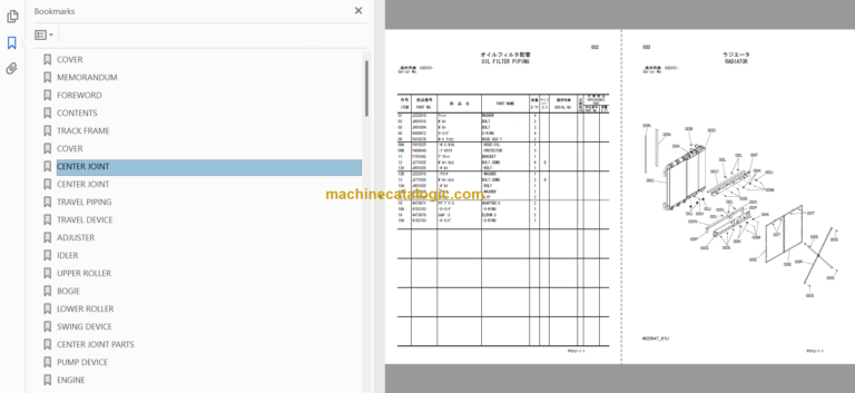 Hitachi EG70R-3 Rubber Crawler Carrier Parts Catalog & Equipment Components Parts Catalog