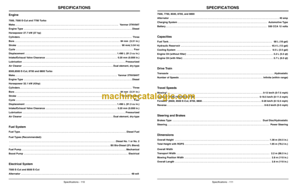 John Deere 7500, 7700, 8500, 8700, 8800, 7500 & 8500 E-Cut Hybrid Lightweight Fairway Mower Operator's Manual (OMTCU27820)