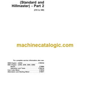 John Deere 2254, 2256, 2258, 2264 and 2266 Combines Technical Manual (TM4544)