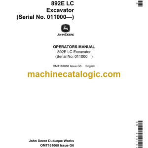 John Deere 892E LC Excavator Operator's Manual (OMT161068)