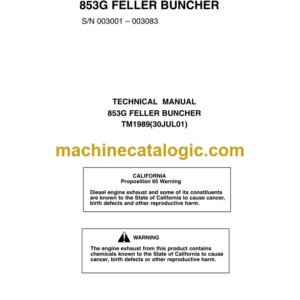 John Deere 853G Feller Buncher Technical Manual (TM1989)