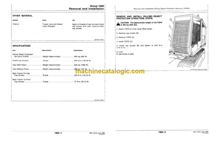 John Deere 493D Feller Buncher Technical Manual (TM1415)