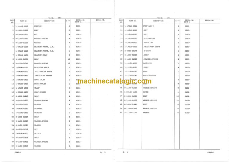 Hitachi CG45 Rubber Crawler Carrier Parts Catalog