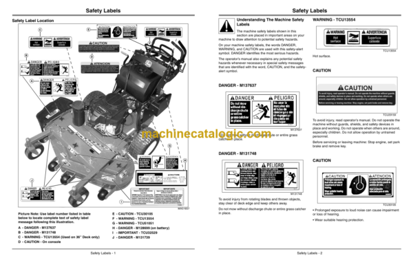 John Deere WH36A, WH48A, WH52A Commercial Walk Behind Mower Operator's Manual (OMTCU33440)