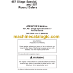John Deere 457, 457 Silage Special and 557 Round Balers Operator's Manual (OME126850)