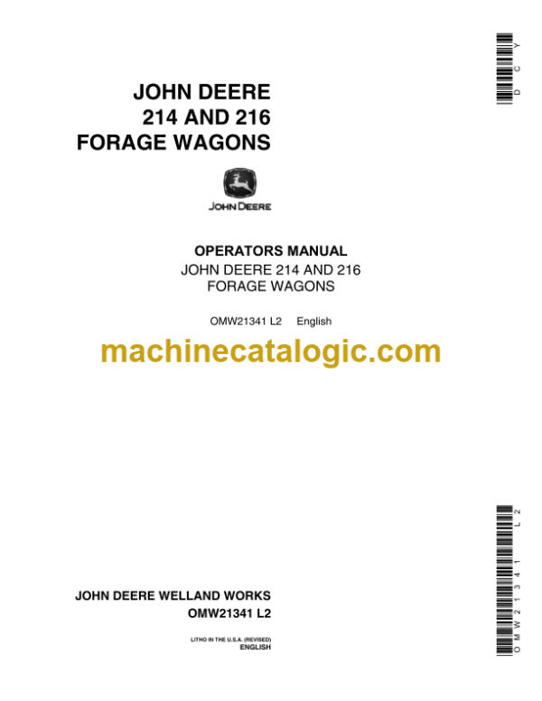 John Deere 214 and 216 Forage Wagons Operator's Manual (OMW21341)