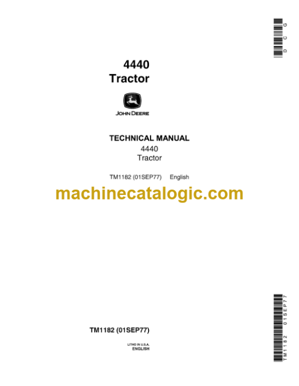 John Deere 4440 Tractor Technical Manual (TM1182)