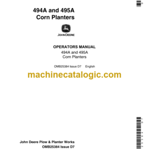 John Deere 494A and 495A Corn Planters Operator's Manual (OMB25384)