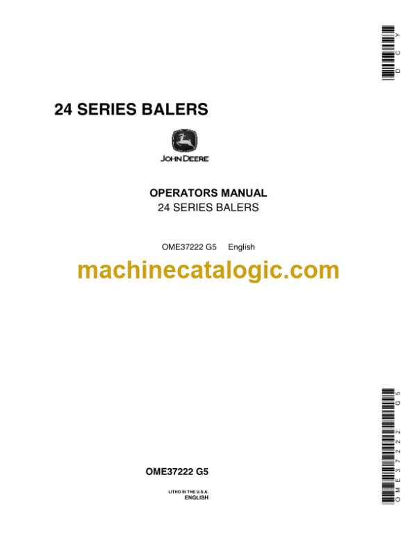 John Deere 24 Series Balers Operator's Manual (OME37222)