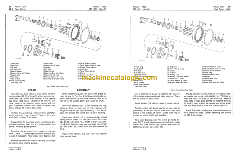 John Deere 7020 Tractor Technical Manual (TM1031)