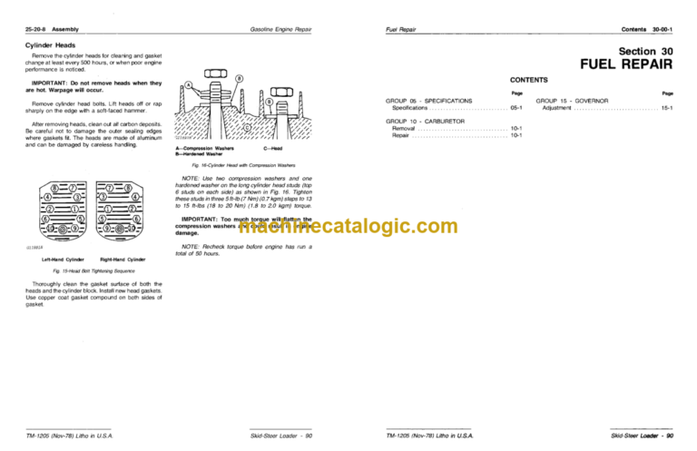 John Deere 90 Skid Steer Loader Technical Manual (TM1205)
