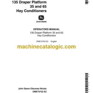 John Deere 135 Draper Platform 35 and 65 Hay Conditioners Operator's Manual (OME70752)