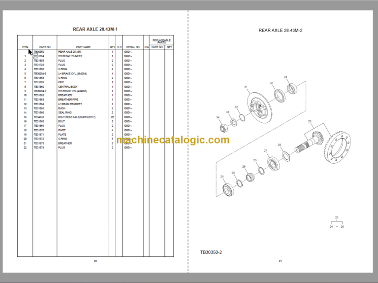 Hitachi Shinrai Power BX100 Backhoe Loader Parts Catalog & Equipment Components & Engine Parts Catalog