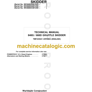 John Deere 848G 660D Grapple Skidder Technical Manual (TMF435521)