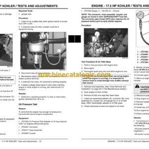 John Deere 14.542GS, 1642HS and 17.542HS Sabre Lawn Tractor Technical Manual (TM1948)