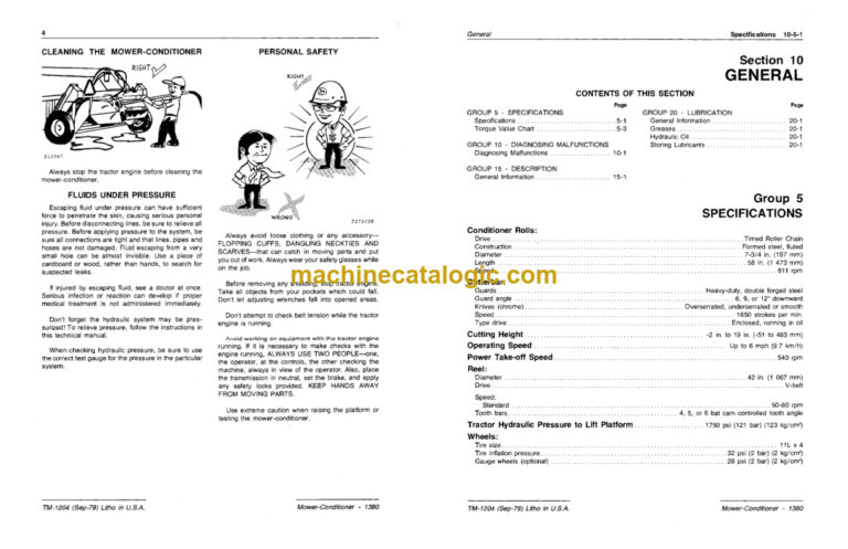 John Deere 1380 Mower-Conditioner Technical Manual (TM1204)