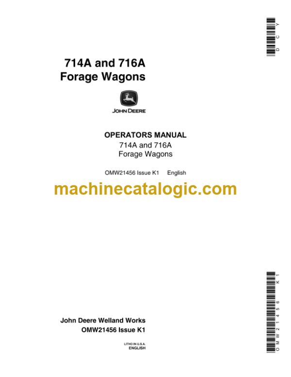 John Deere 714A and 716A Forage Wagons Operator's Manual (OMW21456)