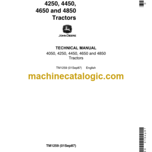 John Deere 4050 4250 4450 4650 and 4850 Tractors Technical Manual (TM1259)