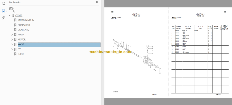 Hitachi Zaxis ZX20UR Hydraulic Excavator Parts Catalog & Equipment Components Parts Catalog