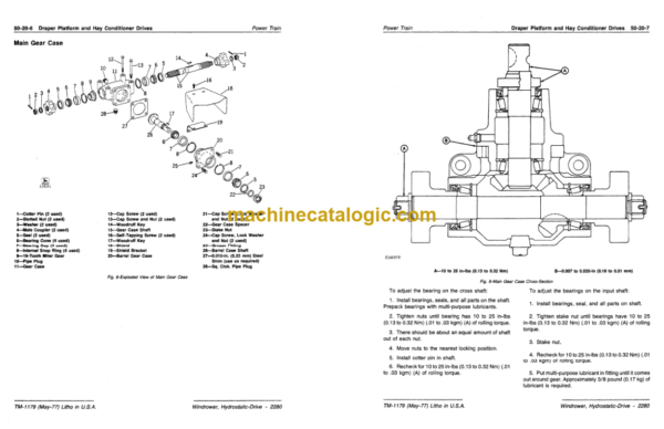 John Deere 2280 Hydrostatic Drive Windrower Technical Manual (TM1179)