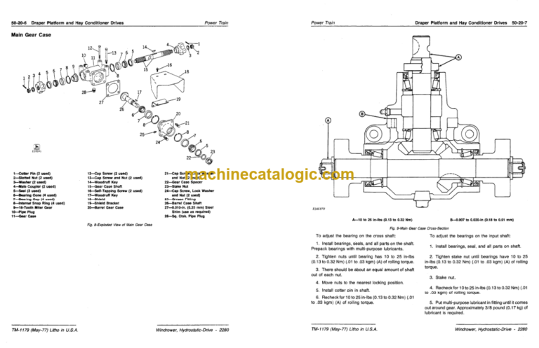 John Deere 2280 Hydrostatic Drive Windrower Technical Manual (TM1179)