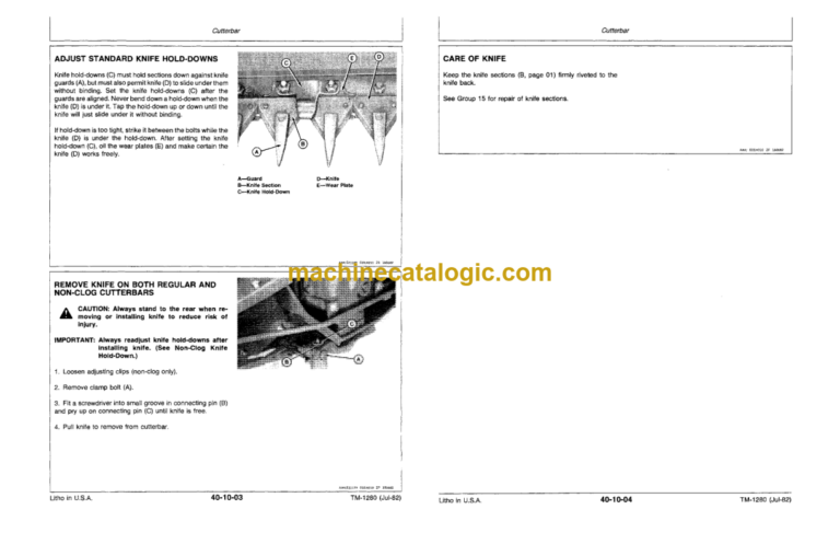 John Deere 135 Draper Platform Technical Manual (TM1280)